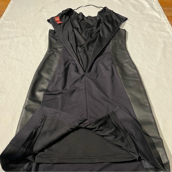OLSEN EUROPE Black Dress with vegan Leather Strips on sides Size M/L 12 - Picture 3 of 10